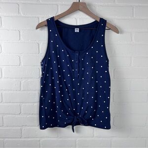 Old Navy Navy Polka Dot Tie-Front Tank